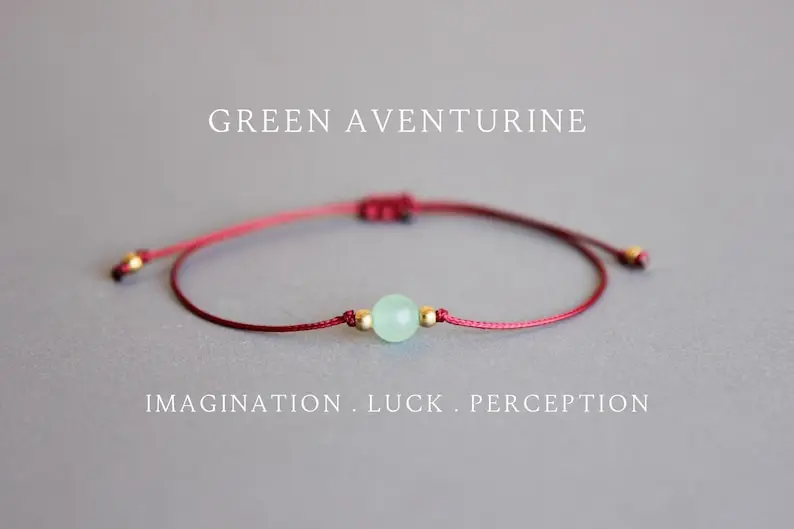 Coordinates Bracelet - Bracelet en cristal d'aventurine verte, optimisme,