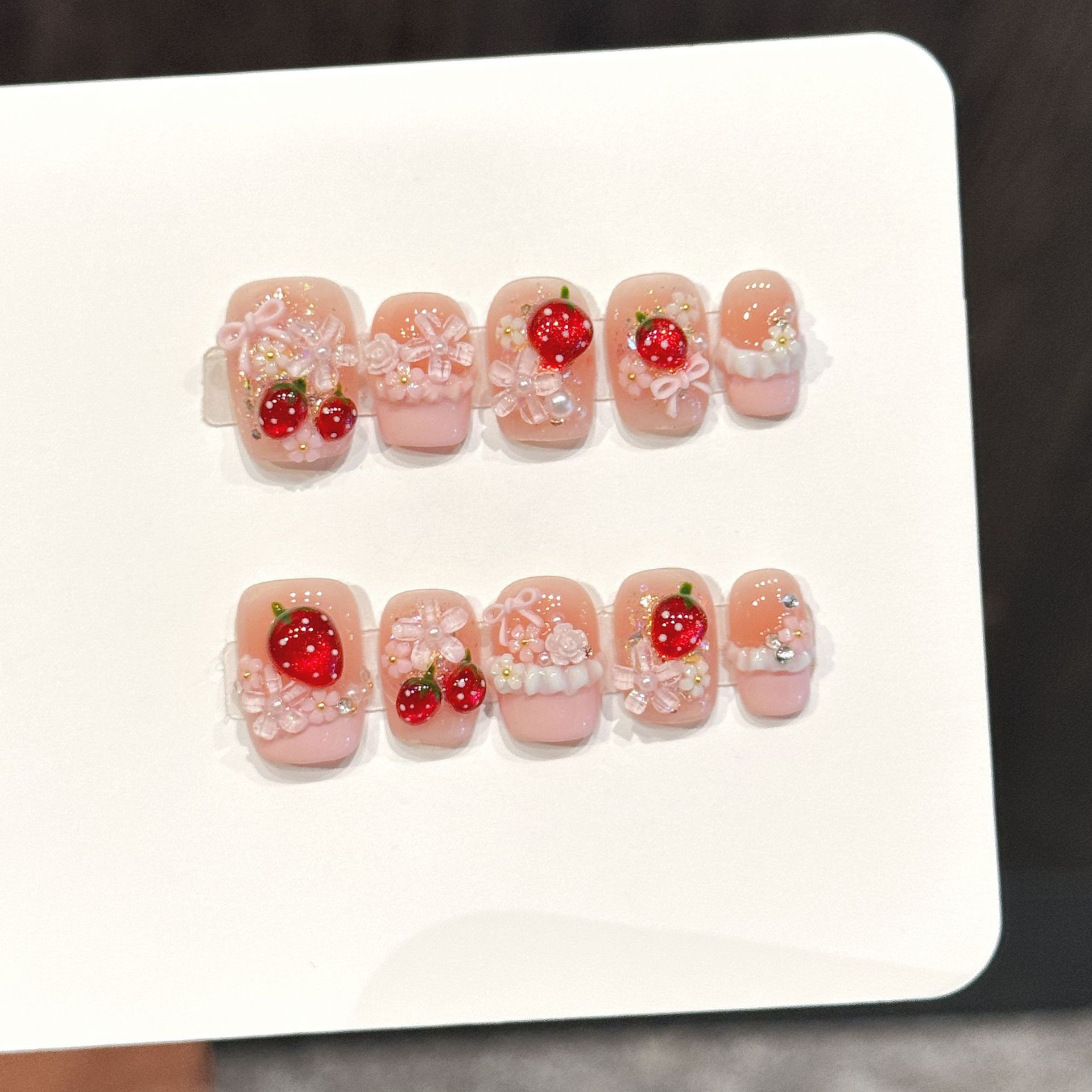 Pressed Flower Art - 10 pièces mignon rouge fraise presse