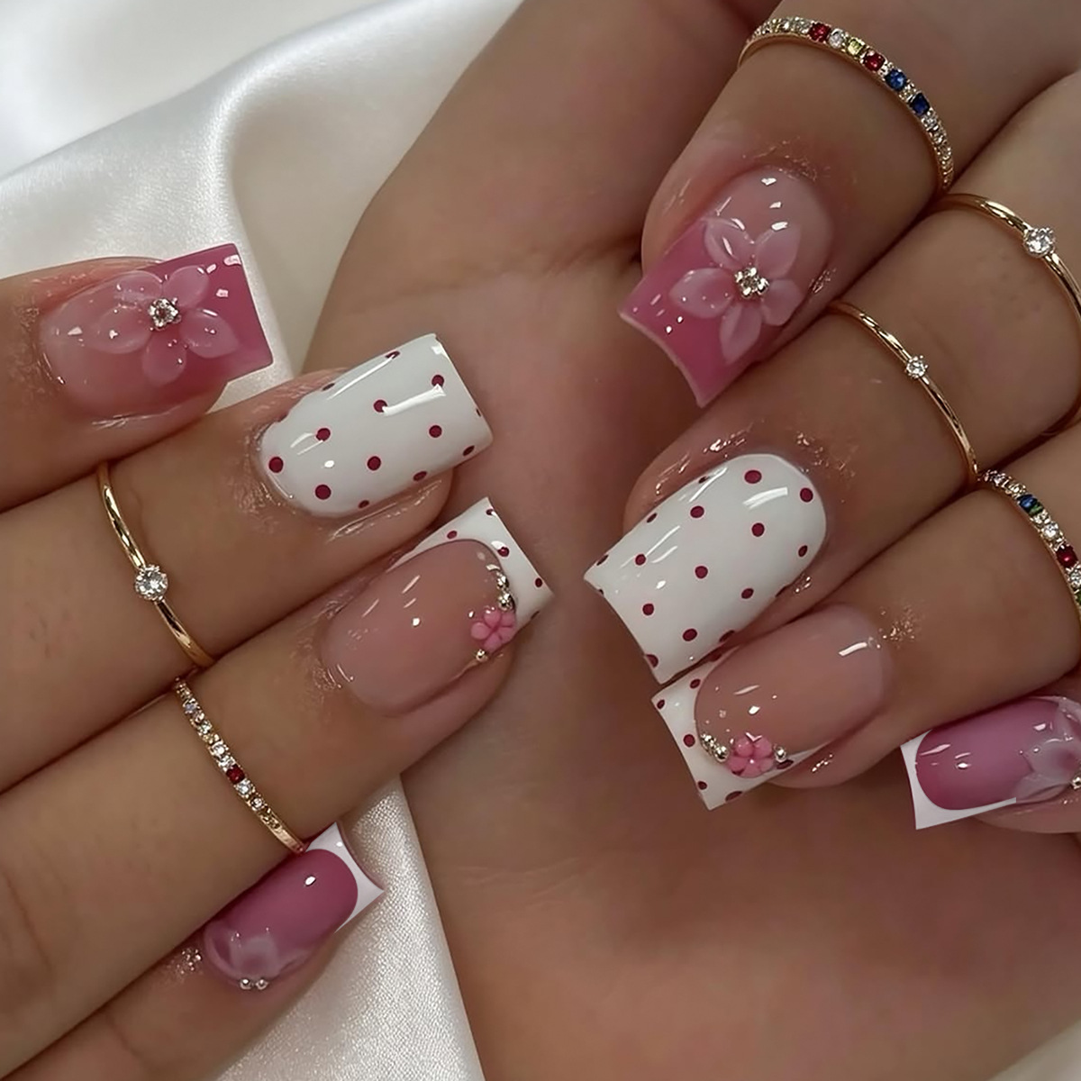 Faux ongles carrés moyens avec - Pressed Flower Art avis et prix